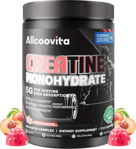 Allcoovita Creatine Gummy Supplement – 5g Low-Temp Cast Formula