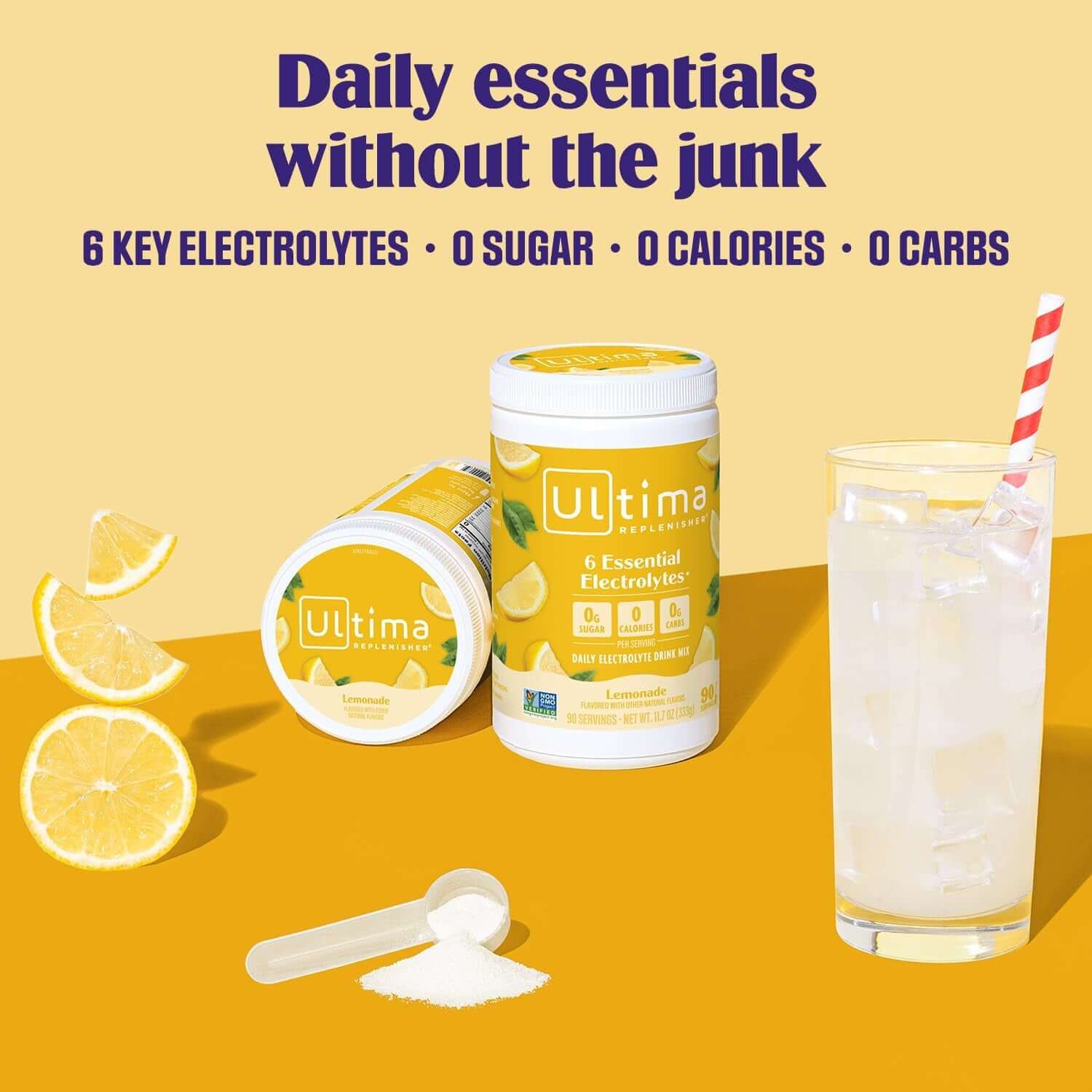 Ultima Replenisher Sugar Free Electrolyte Powder – Lemonade (90 Servings)
