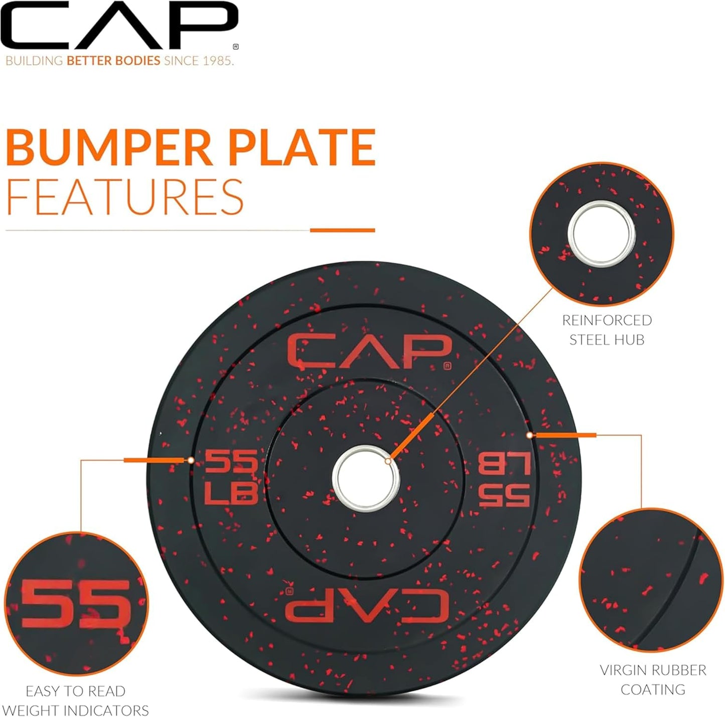 CAP Olympic Bumper Plate Weight Set with Tree Rack Storage