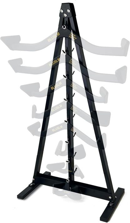 Lat Pull Down Bar Storage Rack with 16 hooks for cable attachments.