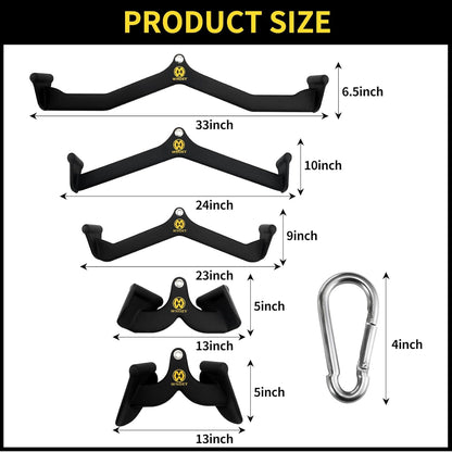 LAT Pulldown Attachment 5 Piece Set for Back and Tricep Training