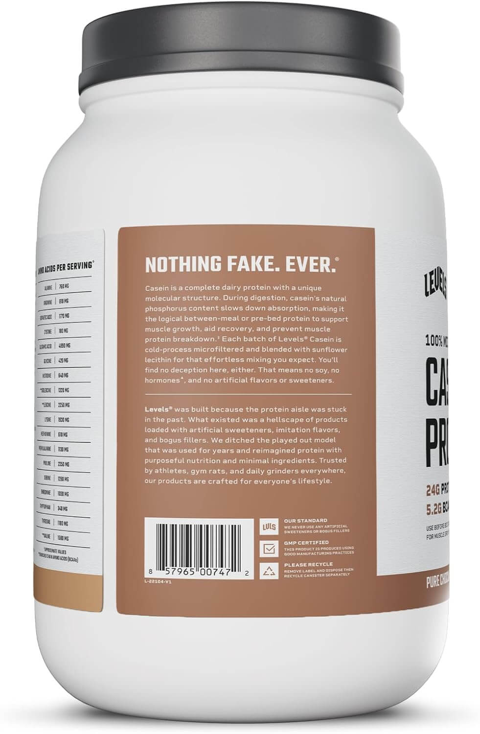 Levels 100% Micellar Hormone Free Casein Protein (Chocolate & Vanilla Bean)