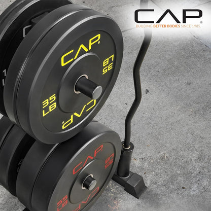 CAP Olympic Bumper Plate Weight Set with Tree Rack Storage