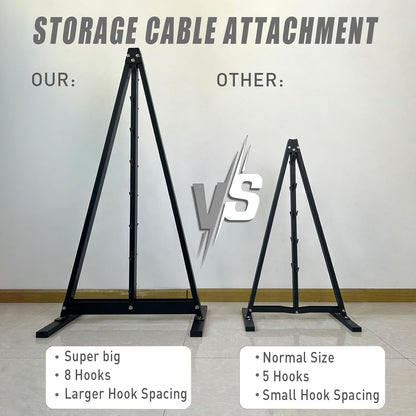 Triangle A-frame design of the Lat Pull Down Bar Storage Rack for stability.