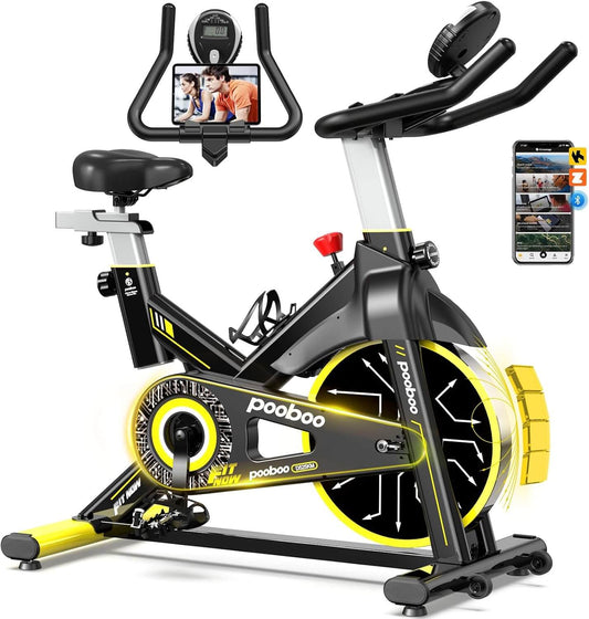 POOBOO Magnetic Stationary Bike for Home Gym – 350 lbs Capacity & App Sync