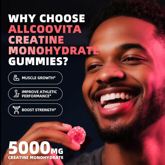Allcoovita Creatine Gummy Supplement – 5g Low-Temp Cast Formula