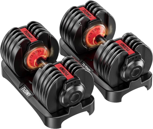 52.5 lb Adjustable Dumbbells Pair (105 lbs Total) 15-in-1 Weights