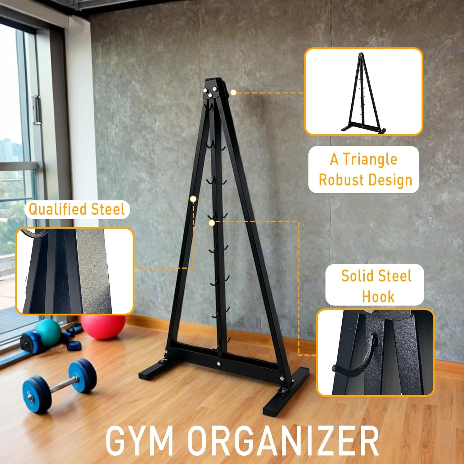 Close up of the anti-rust matte finish on the Lat Pull Down Bar Storage Rack.