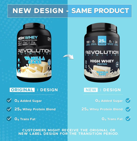 Revolution Nutrition High Whey Protein Powder – Vanilla Cake (2 lbs)