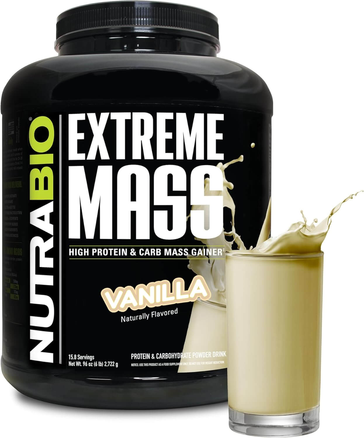 Nutrabio Extreme Mass Gainer Protein Powder, 53G Protein, Clean Weight Gainer, Increase Muscle Mass, Full Spectrum Amino Acid - Chocolate, 6 Pound