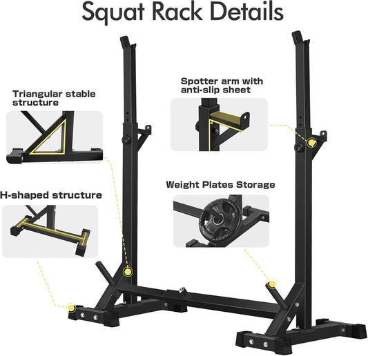 CANPA Adjustable Squat Rack Stand 600LB Capacity Barbell Rack