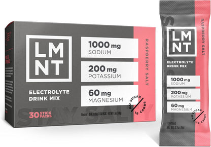 LMNT Zero Sugar Electrolytes - Raspberry Salt | Drink Mix | 30-Count