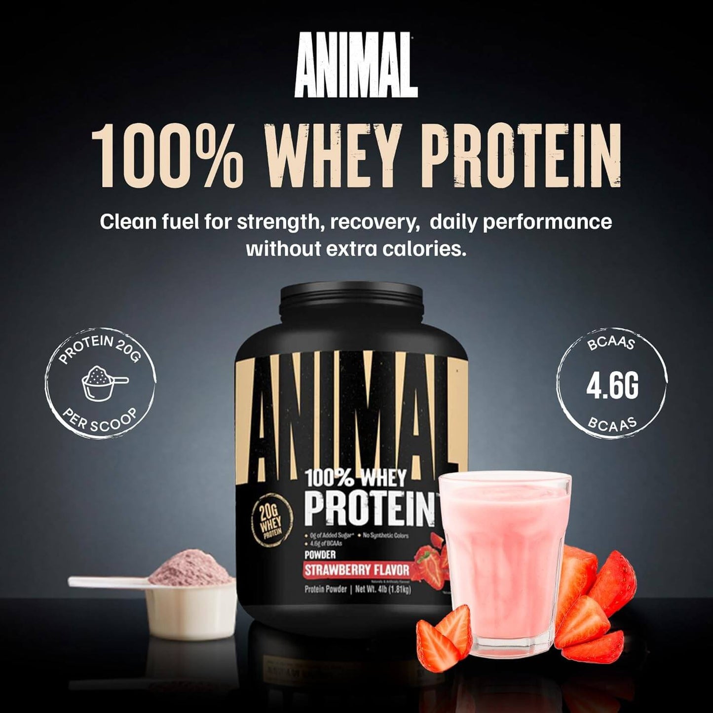 Animal 100% Post-Workout Recovery Whey – Strawberry (4 lbs)