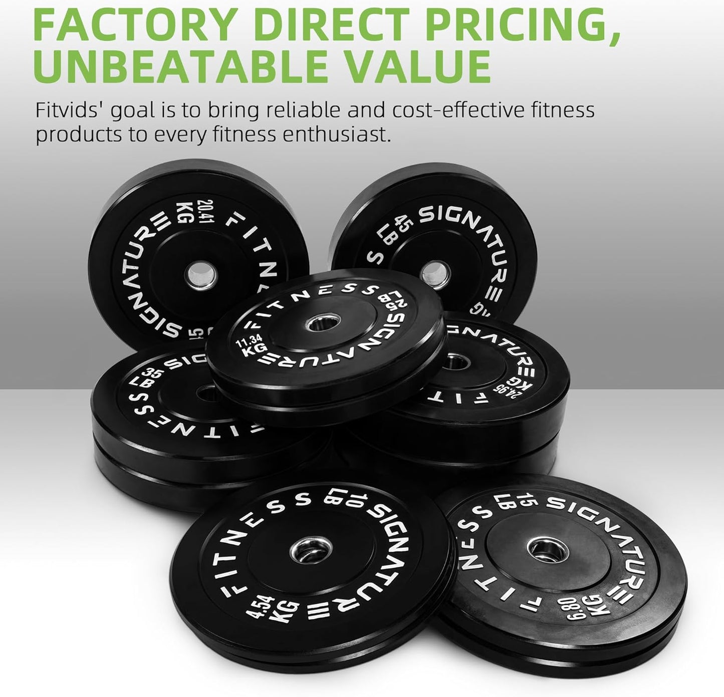 Fitvids Olympic Bumper Plates for Strength Training and Lifting