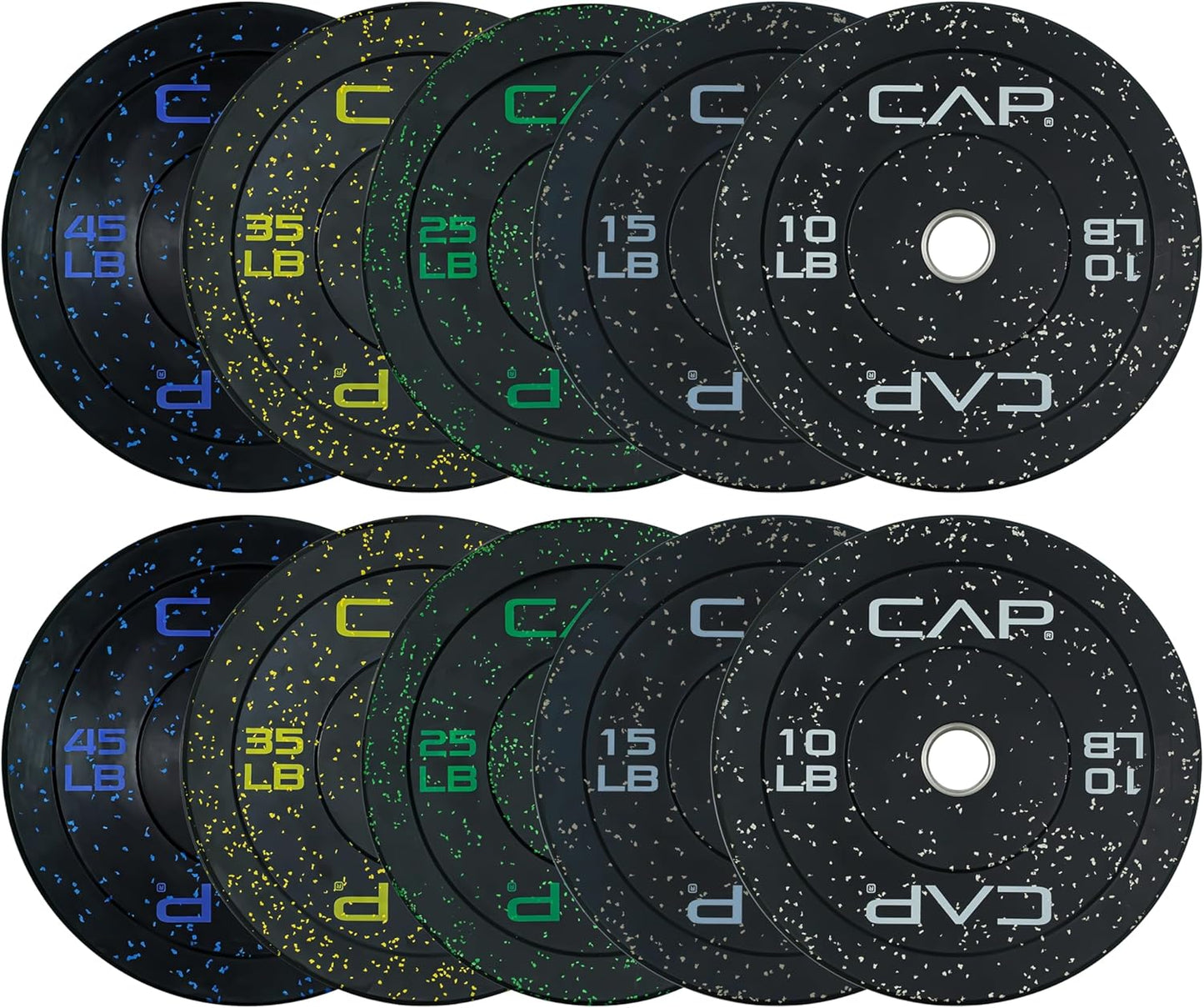 CAP Olympic Bumper Plate Weight Set with Tree Rack Storage