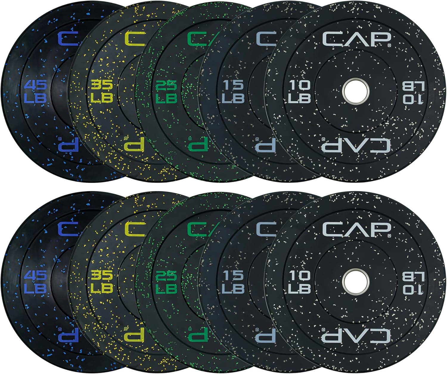 CAP Olympic Bumper Plate Weight Set with Tree Rack Storage