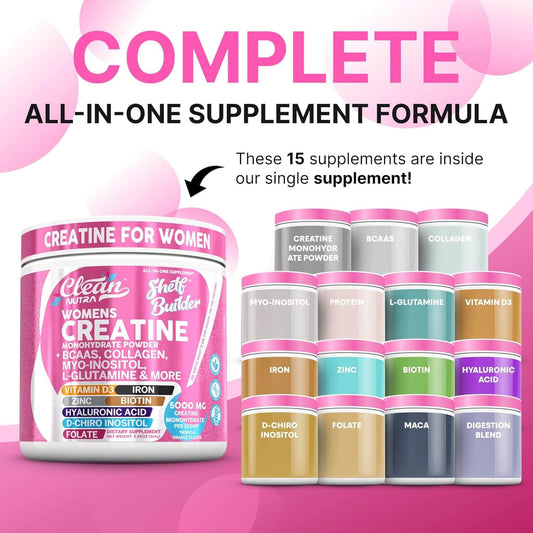 Clean Nutra Creatine for Women – Muscle Builder with Collagen & Inositol