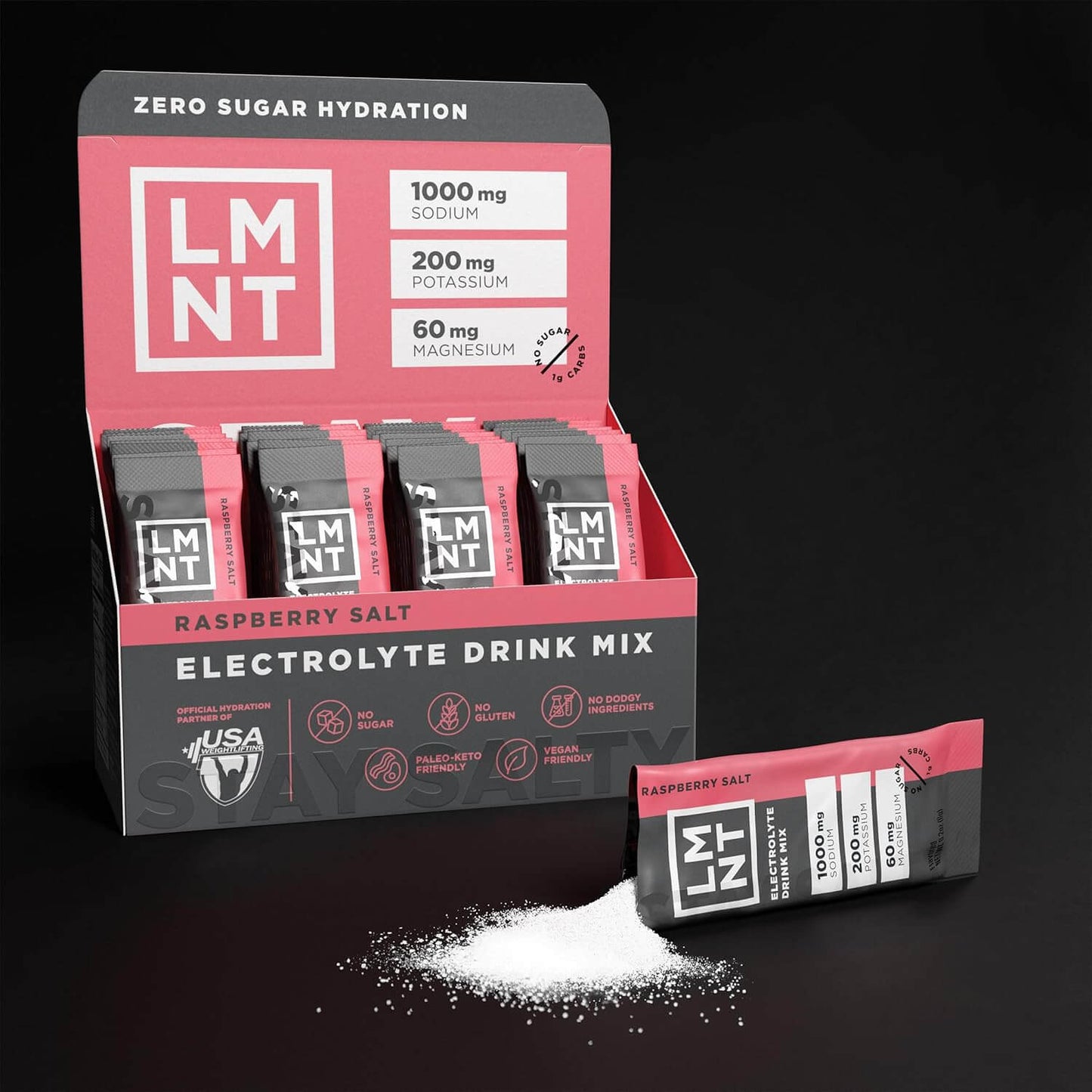 LMNT Zero Sugar Electrolytes - Raspberry Salt | Drink Mix | 30-Count