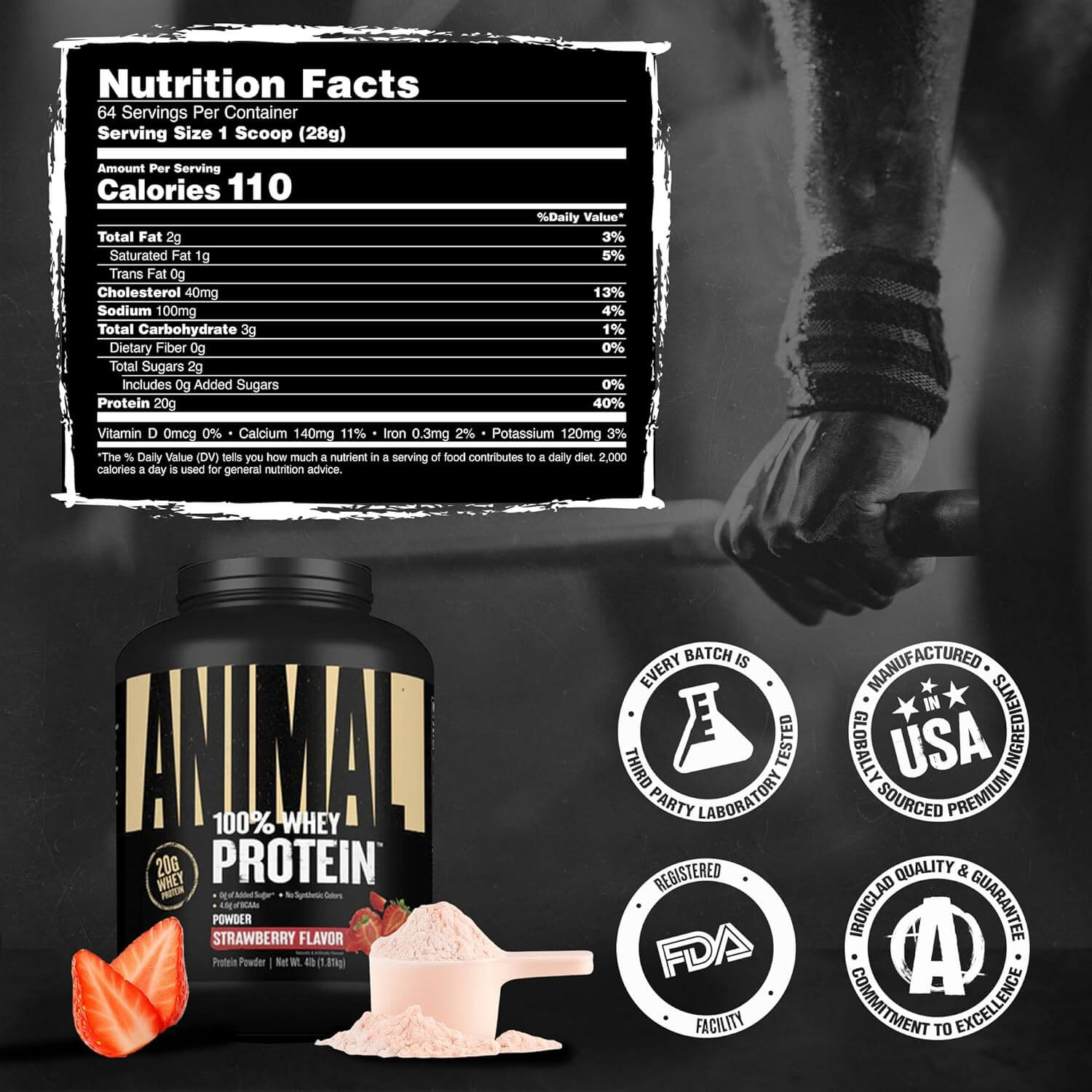 Animal 100% Post-Workout Recovery Whey – Strawberry (4 lbs)