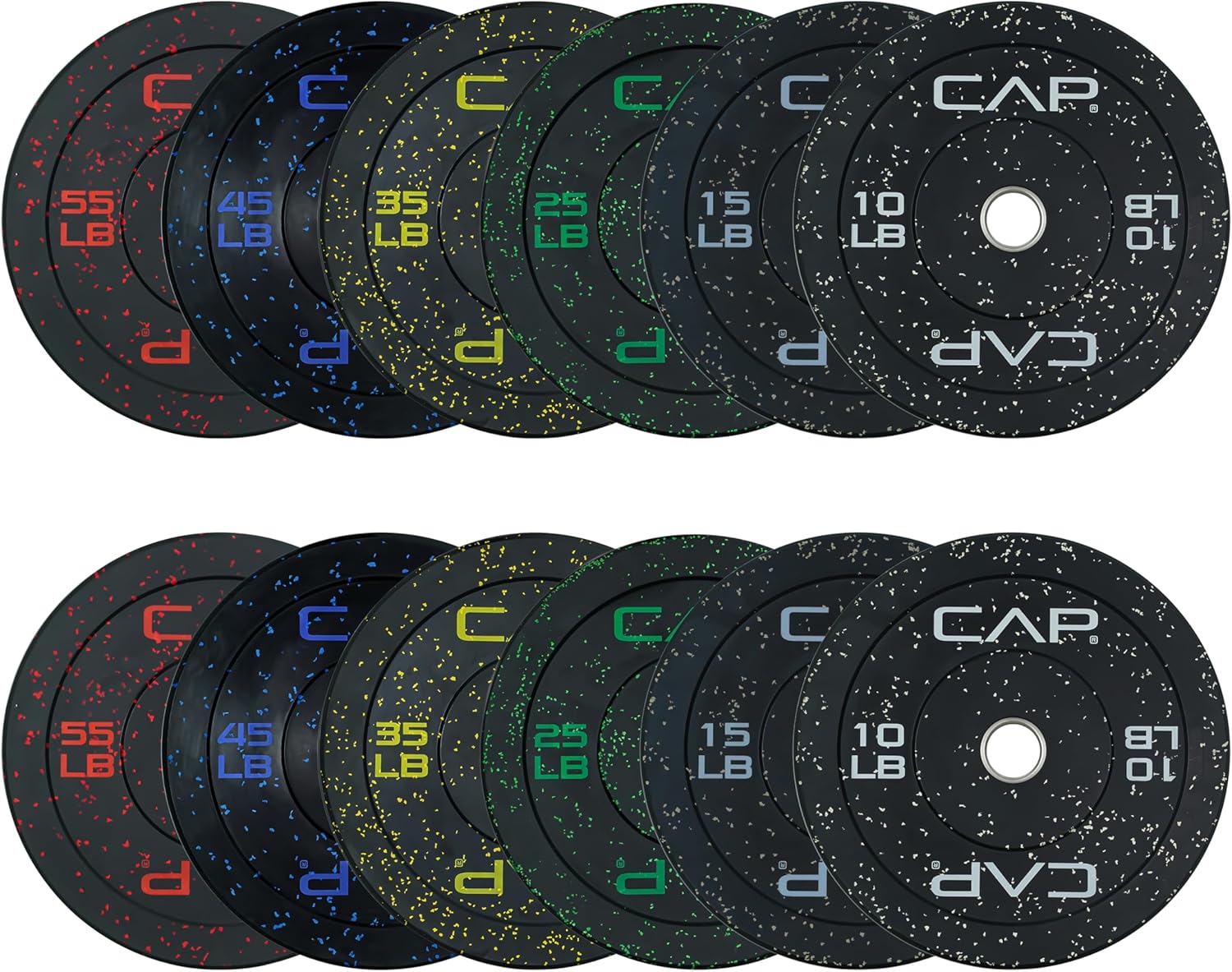 CAP Olympic Bumper Plate Weight Set with Tree Rack Storage
