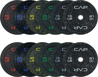 CAP Olympic Bumper Plate Weight Set with Tree Rack Storage