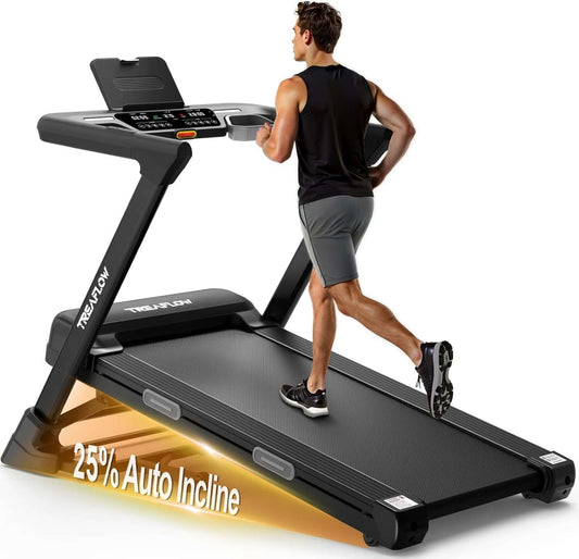 TREAFLOW Auto Incline Treadmill with 25% Slope & 3.5HP Motor