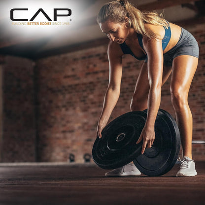 CAP Olympic Bumper Plate Weight Set with Tree Rack Storage