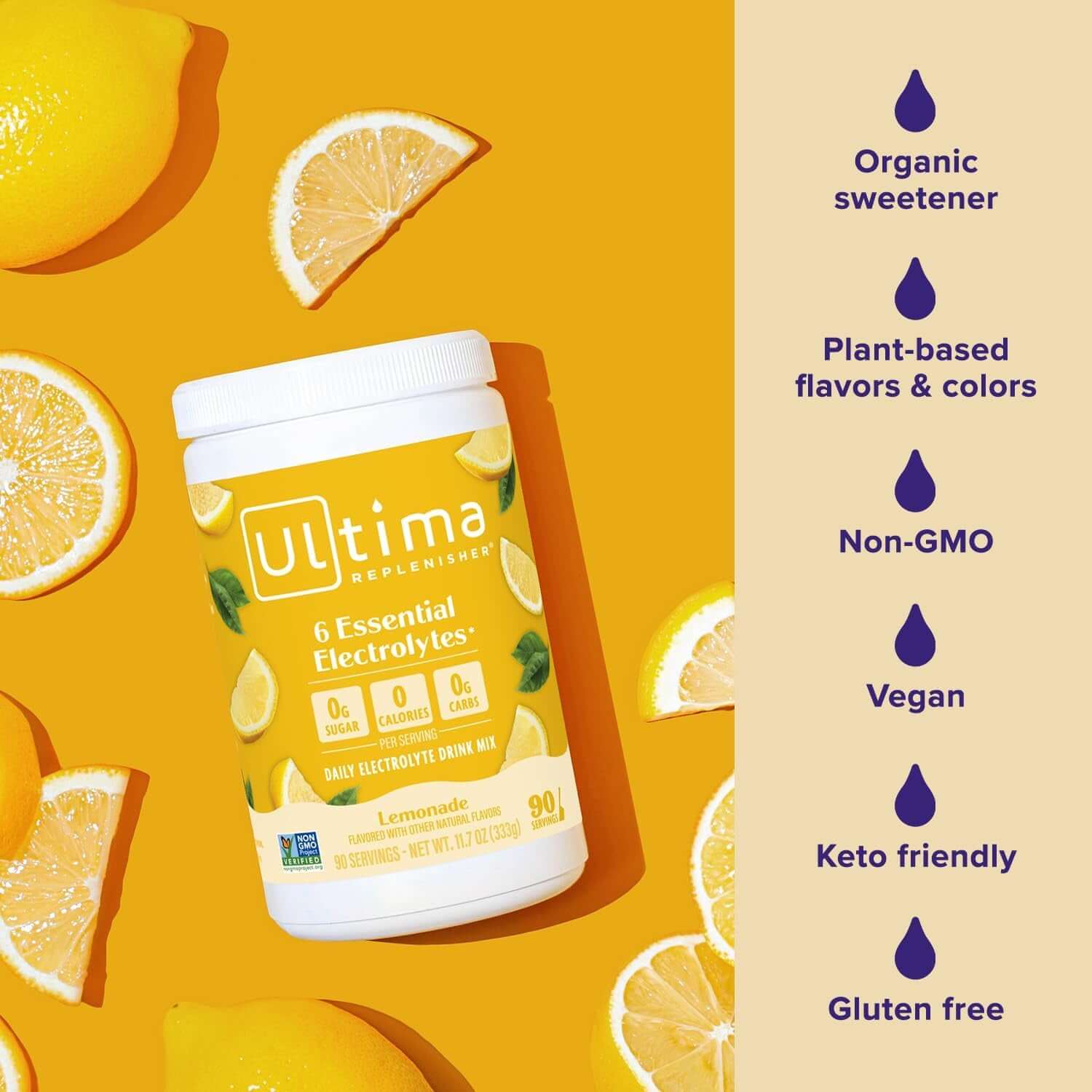 Ultima Replenisher Sugar Free Electrolyte Powder – Lemonade (90 Servings)